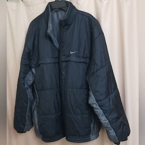 Vintage 2000 Nike Grey / Black Tag Reversible Puffer Coat Black Grey Sz 2XL - Picture 3 of 6